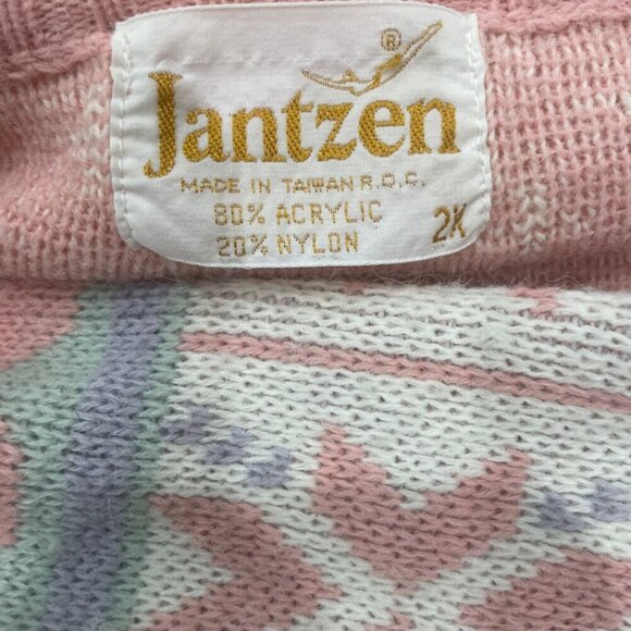 VINTAGE 1970 JANTZEN SWEATER KNITTED PINK Sz 2XL COQUETTE GRANDMA CORE ICONIC - Picture 4 of 16